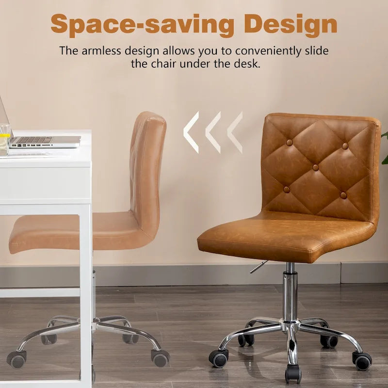 Javlergo Chaise de bureau sans accoudoirs, en cuir PU, hauteur réglable, pivotante à 360° pour le télétravail ou le bureau