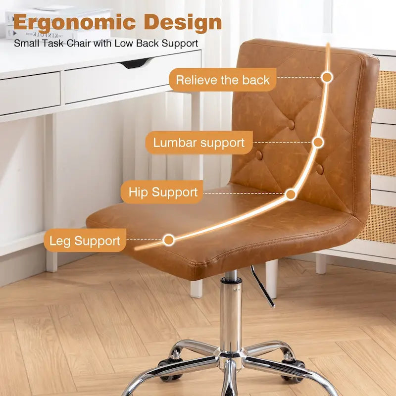 Javlergo Chaise de bureau sans accoudoirs, en cuir PU, hauteur réglable, pivotante à 360° pour le télétravail ou le bureau