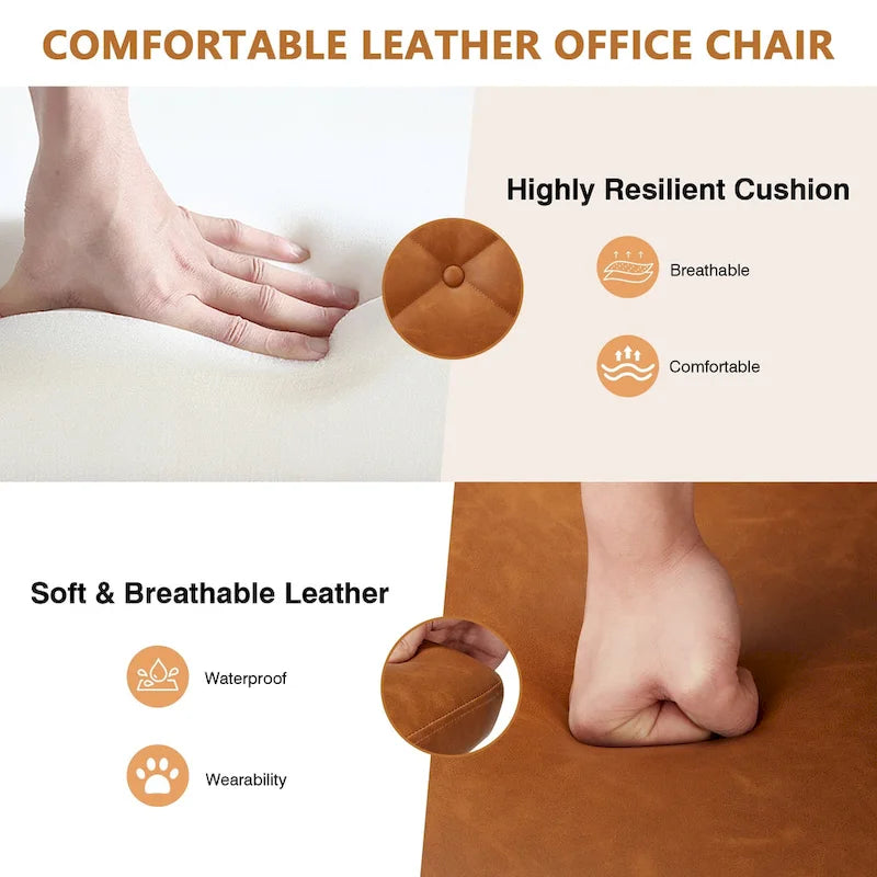 Javlergo Chaise de bureau sans accoudoirs, en cuir PU, hauteur réglable, pivotante à 360° pour le télétravail ou le bureau