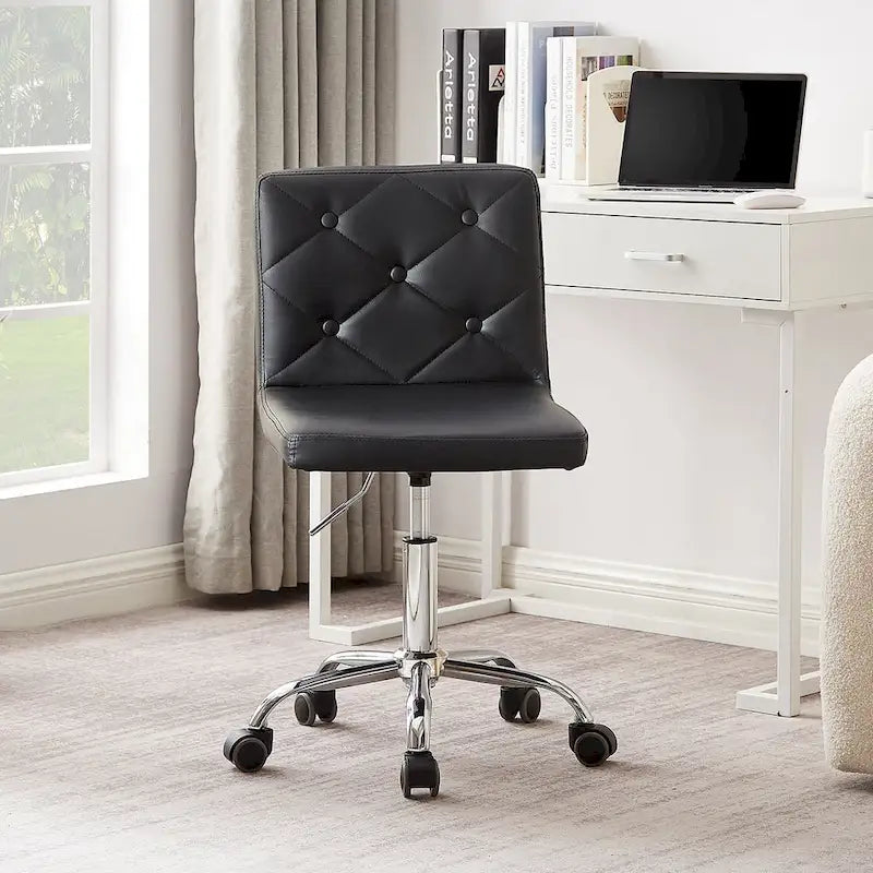 Javlergo Chaise de bureau sans accoudoirs, en cuir PU, hauteur réglable, pivotante à 360° pour le télétravail ou le bureau