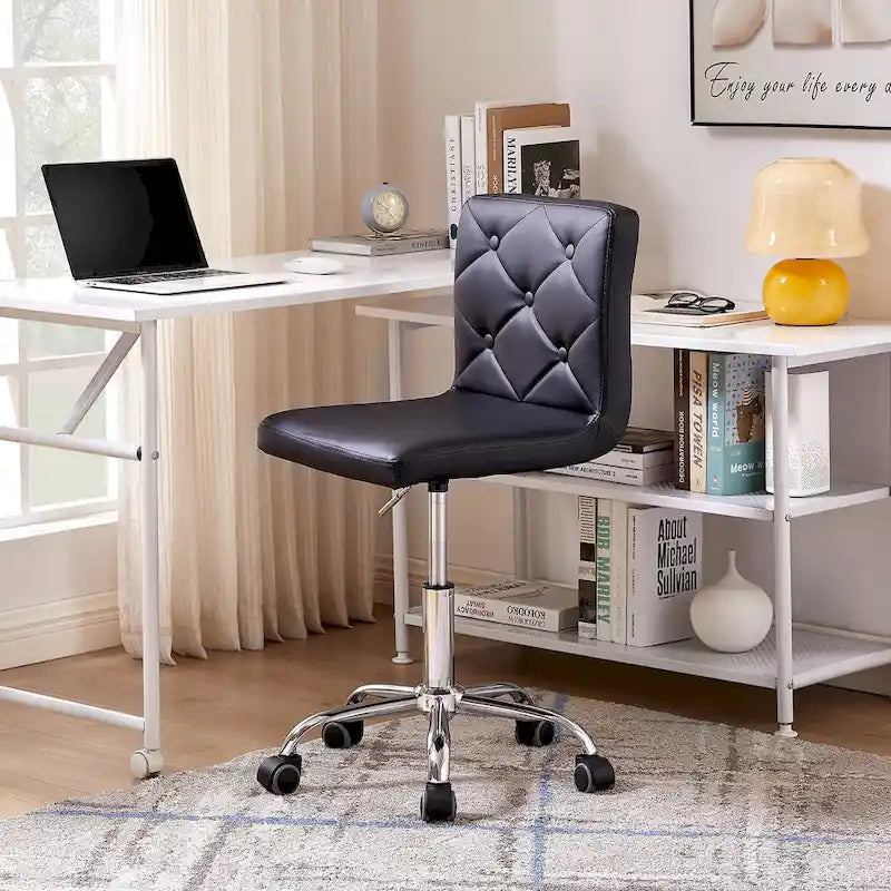 Javlergo Chaise de bureau sans accoudoirs, en cuir PU, hauteur réglable, pivotante à 360° pour le télétravail ou le bureau