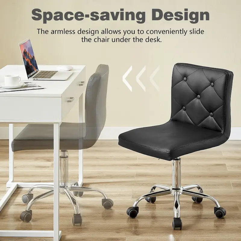 Javlergo Chaise de bureau sans accoudoirs, en cuir PU, hauteur réglable, pivotante à 360° pour le télétravail ou le bureau