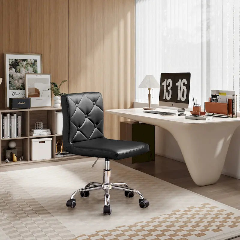 Javlergo Chaise de bureau sans accoudoirs, en cuir PU, hauteur réglable, pivotante à 360° pour le télétravail ou le bureau