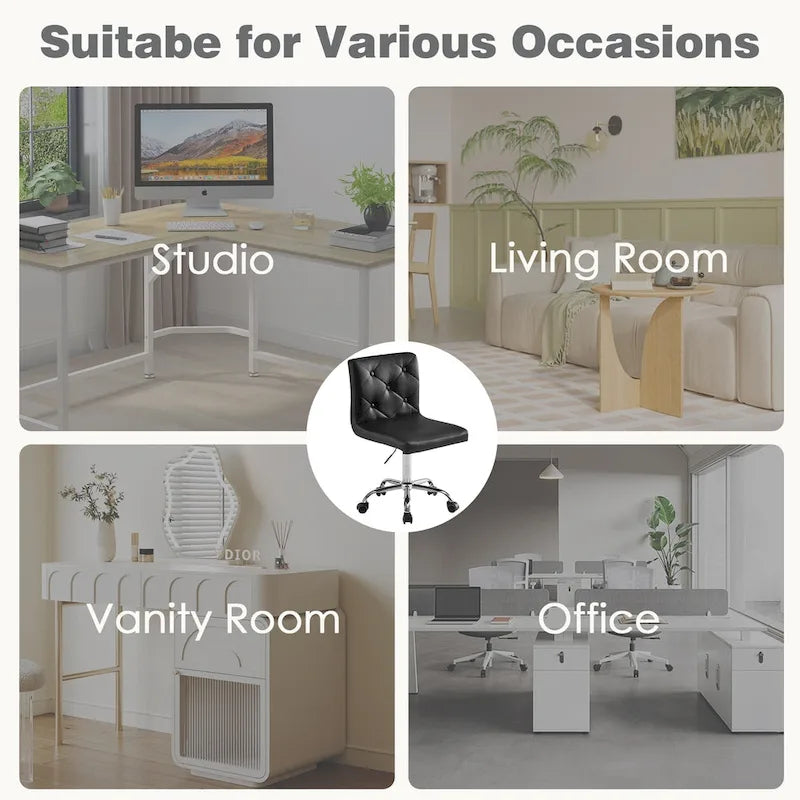 Javlergo Chaise de bureau sans accoudoirs, en cuir PU, hauteur réglable, pivotante à 360° pour le télétravail ou le bureau
