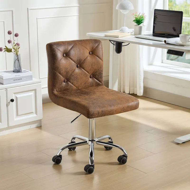 Javlergo Chaise de bureau sans accoudoirs, en cuir PU, hauteur réglable, pivotante à 360° pour le télétravail ou le bureau