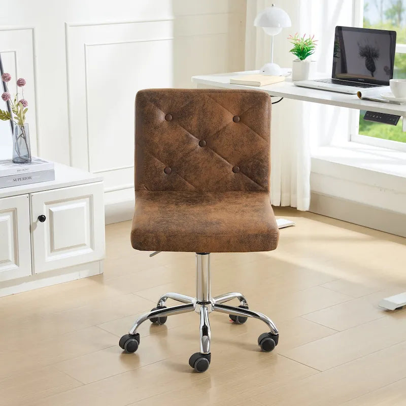 Javlergo Chaise de bureau sans accoudoirs, en cuir PU, hauteur réglable, pivotante à 360° pour le télétravail ou le bureau