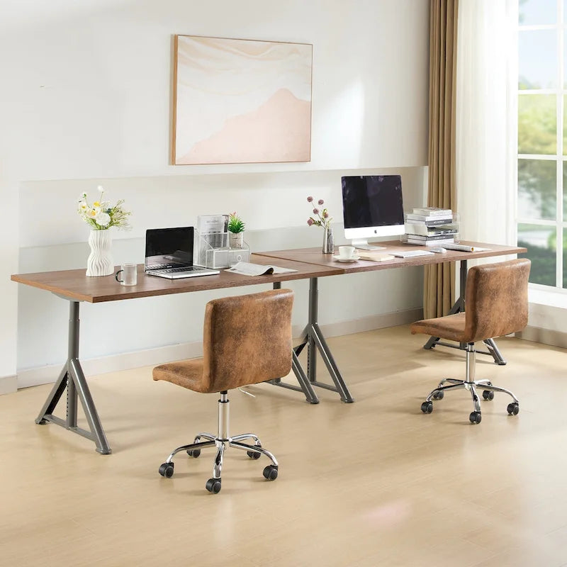 Javlergo Chaise de bureau sans accoudoirs, en cuir PU, hauteur réglable, pivotante à 360° pour le télétravail ou le bureau