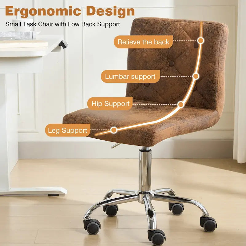 Javlergo Chaise de bureau sans accoudoirs, en cuir PU, hauteur réglable, pivotante à 360° pour le télétravail ou le bureau