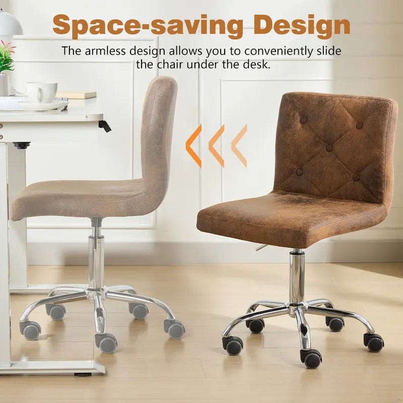 Javlergo Chaise de bureau sans accoudoirs, en cuir PU, hauteur réglable, pivotante à 360° pour le télétravail ou le bureau