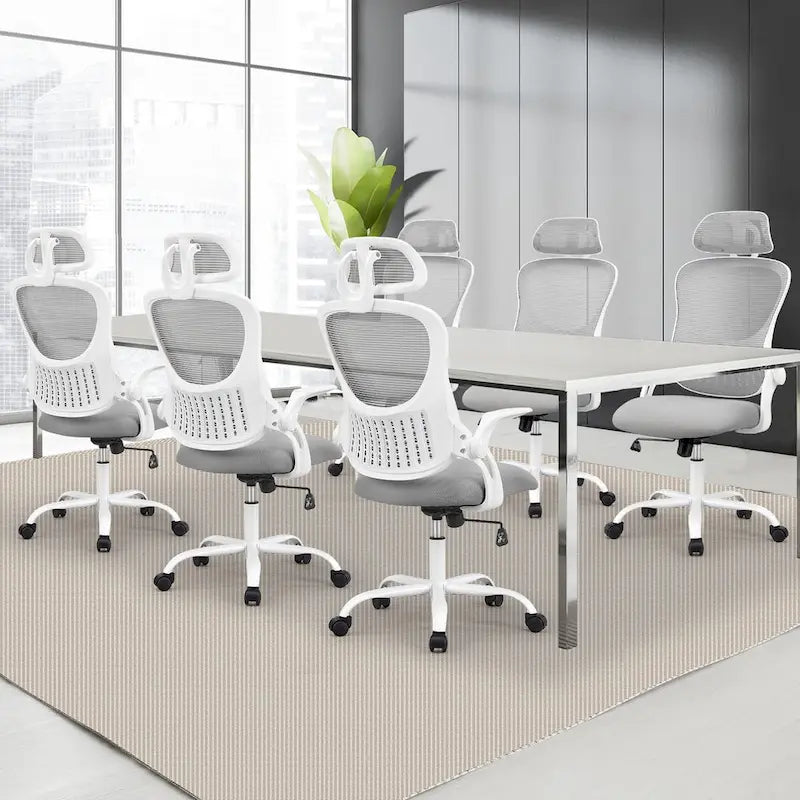 Chaise de bureau, fauteuil pivotant confortable avec dossier haut, roulettes, appuie-tête réglable