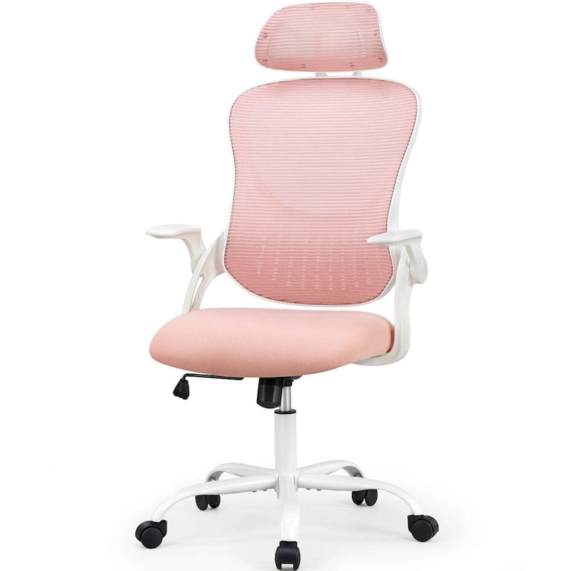 Chaise de bureau, fauteuil pivotant confortable avec dossier haut, roulettes, appuie-tête réglable