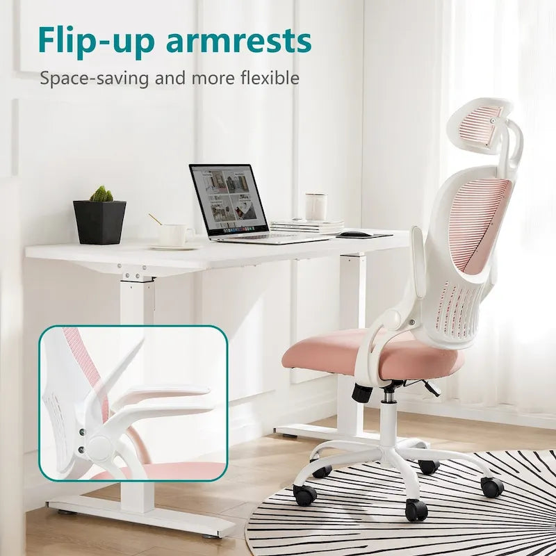 Chaise de bureau, fauteuil pivotant confortable avec dossier haut, roulettes, appuie-tête réglable