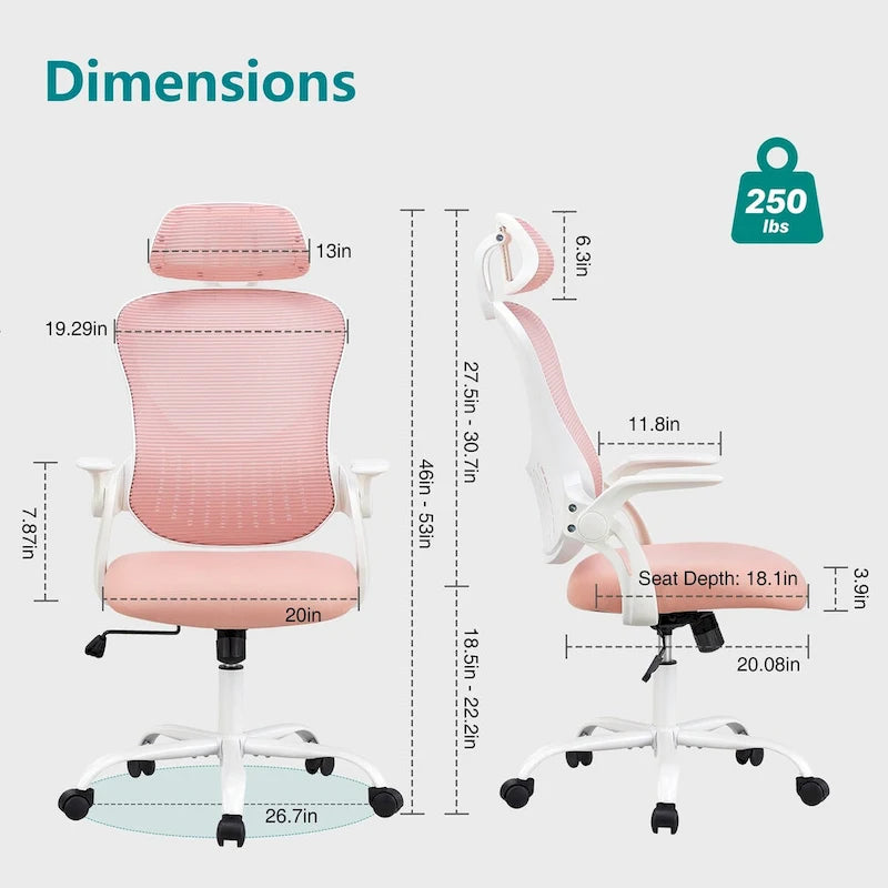 Chaise de bureau, fauteuil pivotant confortable avec dossier haut, roulettes, appuie-tête réglable