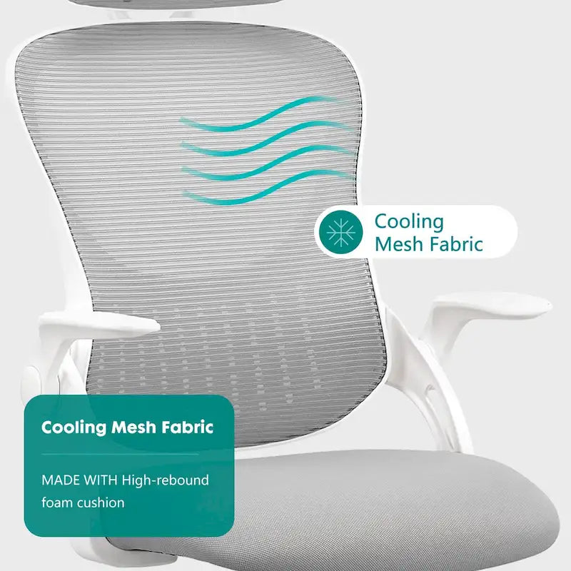 Chaise de bureau, fauteuil pivotant confortable avec dossier haut, roulettes, appuie-tête réglable