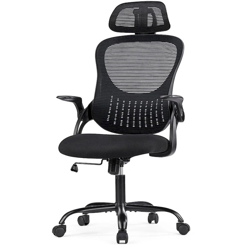 Chaise de bureau, fauteuil pivotant confortable avec dossier haut, roulettes, appuie-tête réglable
