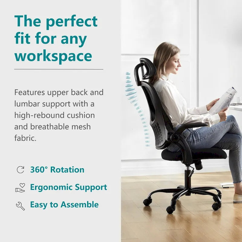 Chaise de bureau, fauteuil pivotant confortable avec dossier haut, roulettes, appuie-tête réglable