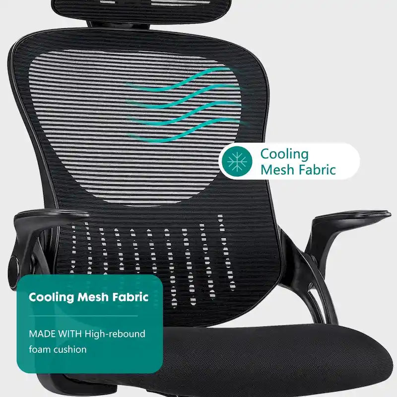 Chaise de bureau, fauteuil pivotant confortable avec dossier haut, roulettes, appuie-tête réglable