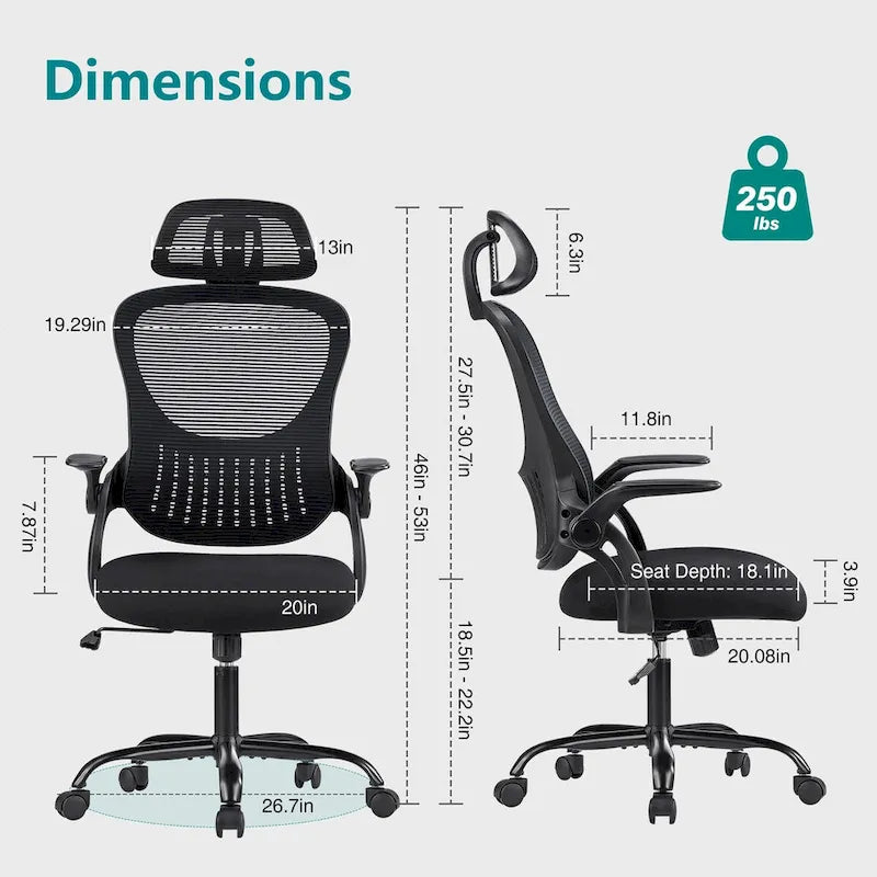 Chaise de bureau, fauteuil pivotant confortable avec dossier haut, roulettes, appuie-tête réglable