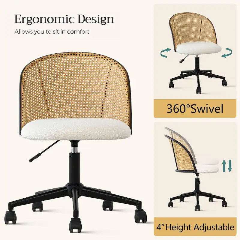 Chaise de bureau Boucle en rotin