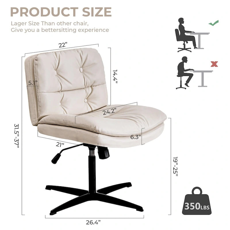 Chaise de bureau sans roulettes, grande taille et sans accoudoirs