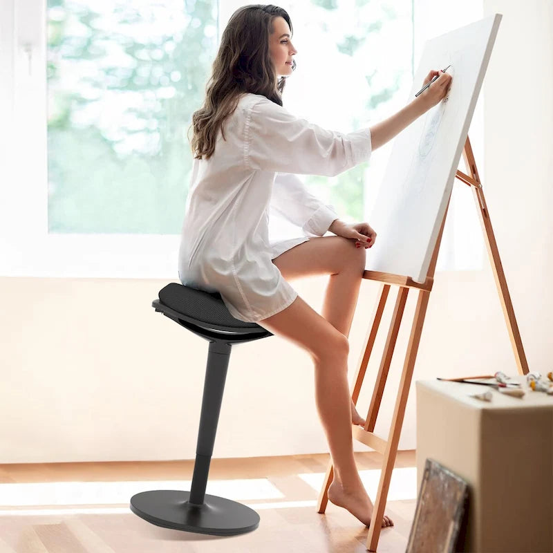 Chaise de bureau debout HOMCOM, tabouret ergonomique sans dossier, hauteur réglable 56,4-71,4 cm
