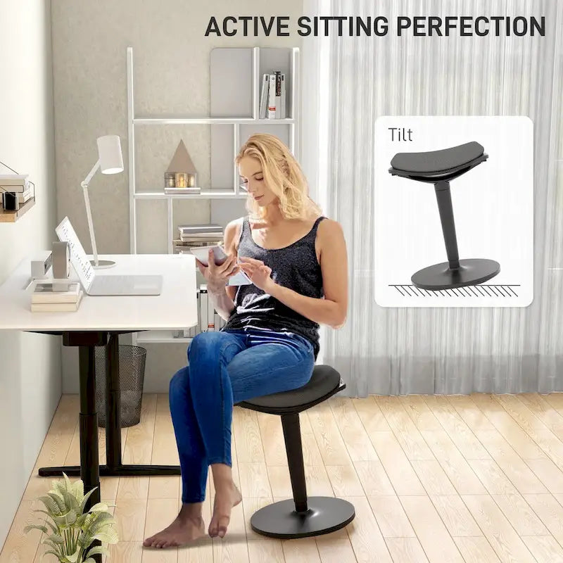 Chaise de bureau debout HOMCOM, tabouret ergonomique sans dossier, hauteur réglable 56,4-71,4 cm