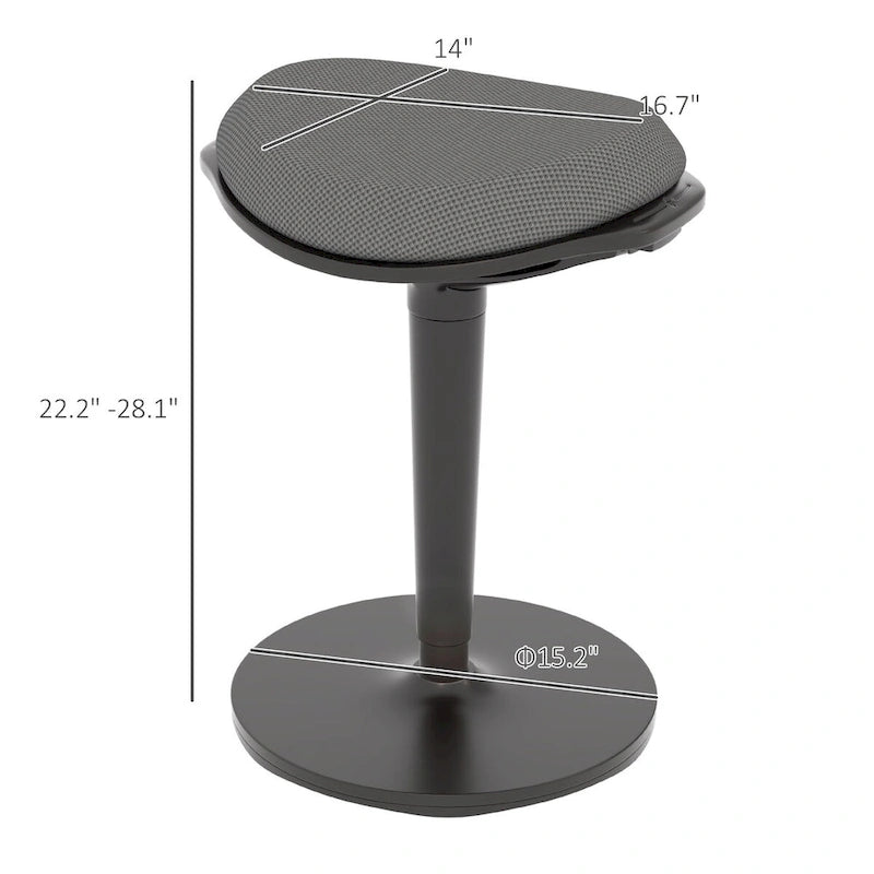 Chaise de bureau debout HOMCOM, tabouret ergonomique sans dossier, hauteur réglable 56,4-71,4 cm