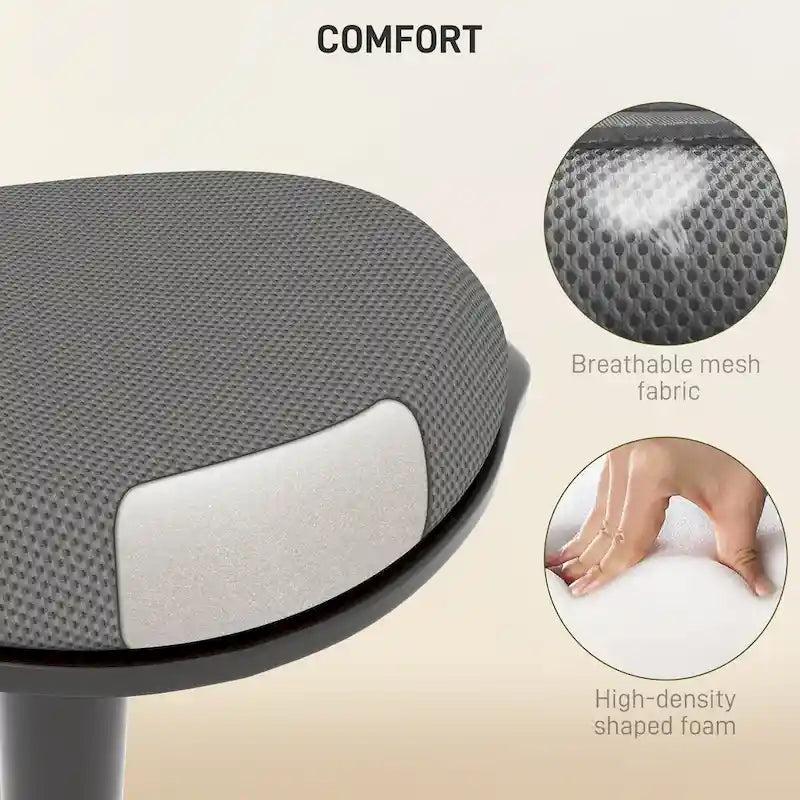 Chaise de bureau debout HOMCOM, tabouret ergonomique sans dossier, hauteur réglable 56,4-71,4 cm