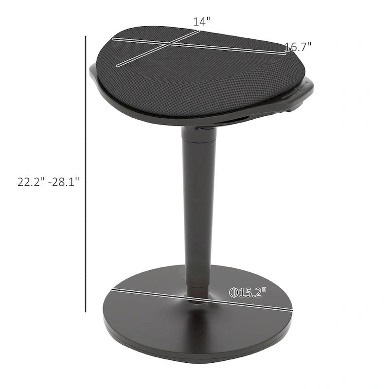 Chaise de bureau debout HOMCOM, tabouret ergonomique sans dossier, hauteur réglable 56,4-71,4 cm