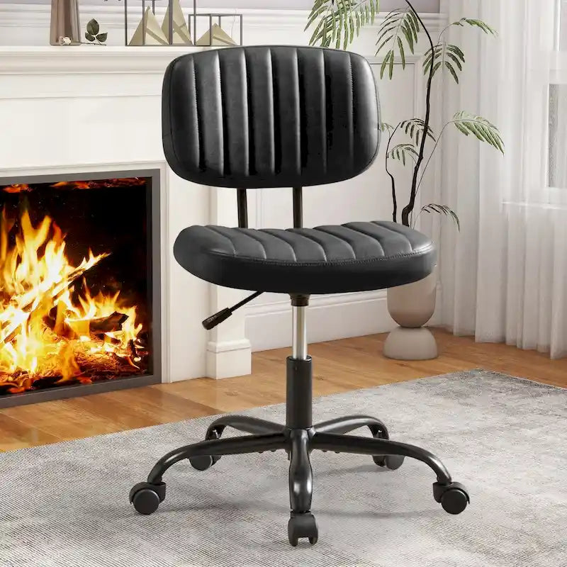 Chaise de bureau en similicuir confortable, chaise de bureau à domicile avec accoudoirs et pivot réglable