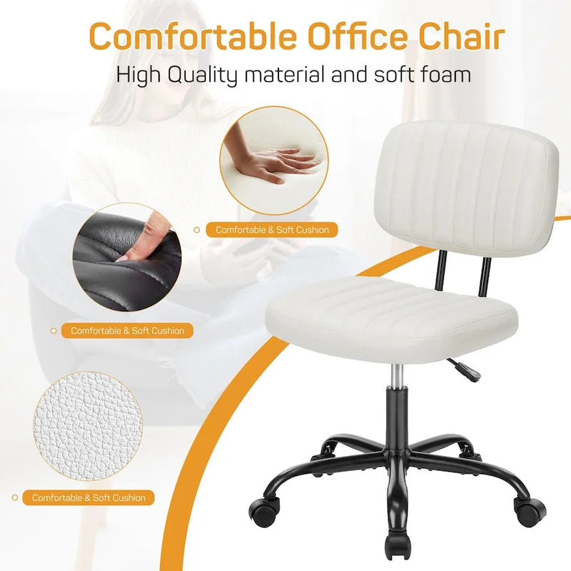 Chaise de bureau en similicuir confortable, chaise de bureau à domicile avec accoudoirs et pivot réglable