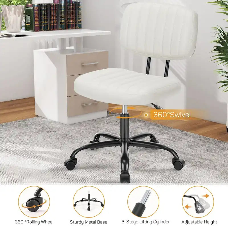 Chaise de bureau en similicuir confortable, chaise de bureau à domicile avec accoudoirs et pivot réglable