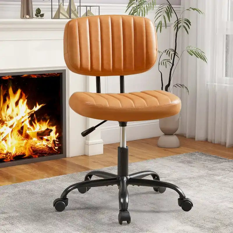 Chaise de bureau en similicuir confortable, chaise de bureau à domicile avec accoudoirs et pivot réglable