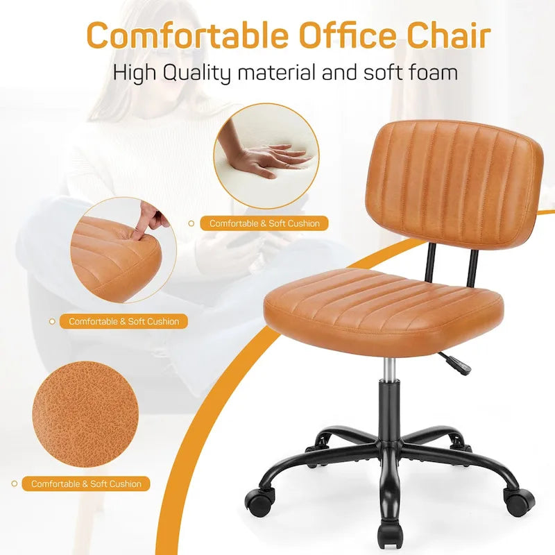 Chaise de bureau en similicuir confortable, chaise de bureau à domicile avec accoudoirs et pivot réglable
