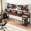 Bureau double de 199,9 cm de long, bureau d'ordinateur double pour le bureau à domicile