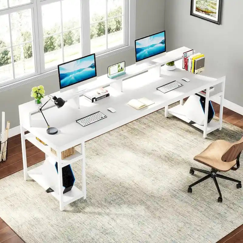 Bureau double de 199,9 cm de long, bureau d'ordinateur double pour le bureau à domicile