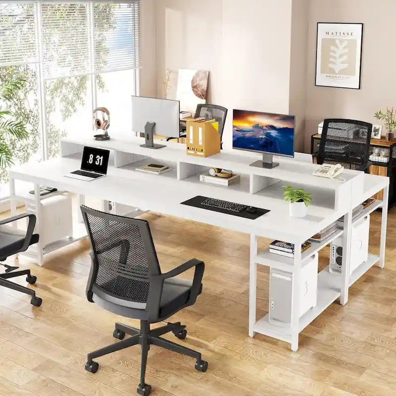 Bureau double de 199,9 cm de long, bureau d'ordinateur double pour le bureau à domicile