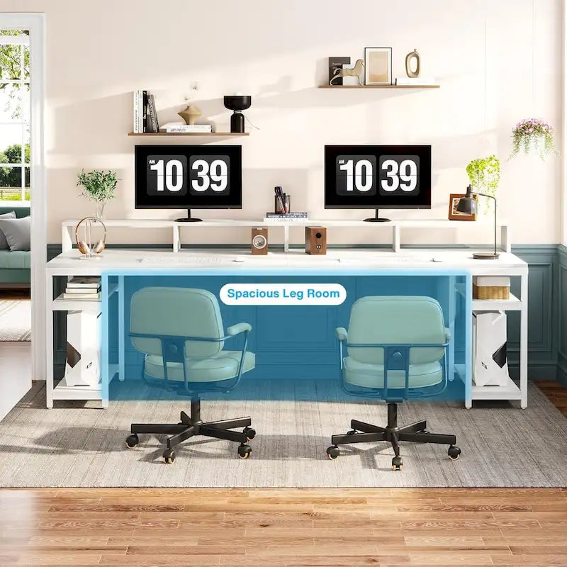Bureau double de 199,9 cm de long, bureau d'ordinateur double pour le bureau à domicile