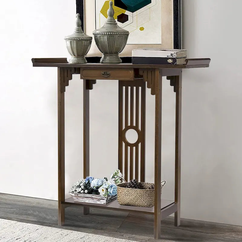 Console classique avec tiroir et étagère inférieure pour entrée ou couloir