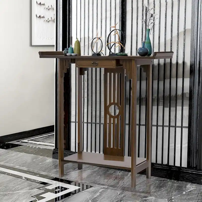 Console classique avec tiroir et étagère inférieure pour entrée ou couloir
