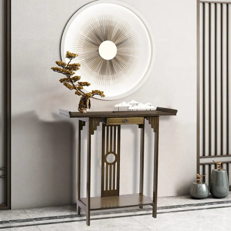 Console classique avec tiroir et étagère inférieure pour entrée ou couloir