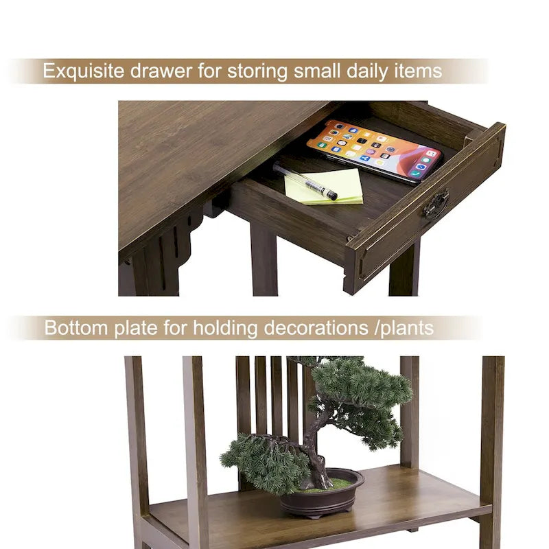 Console classique avec tiroir et étagère inférieure pour entrée ou couloir
