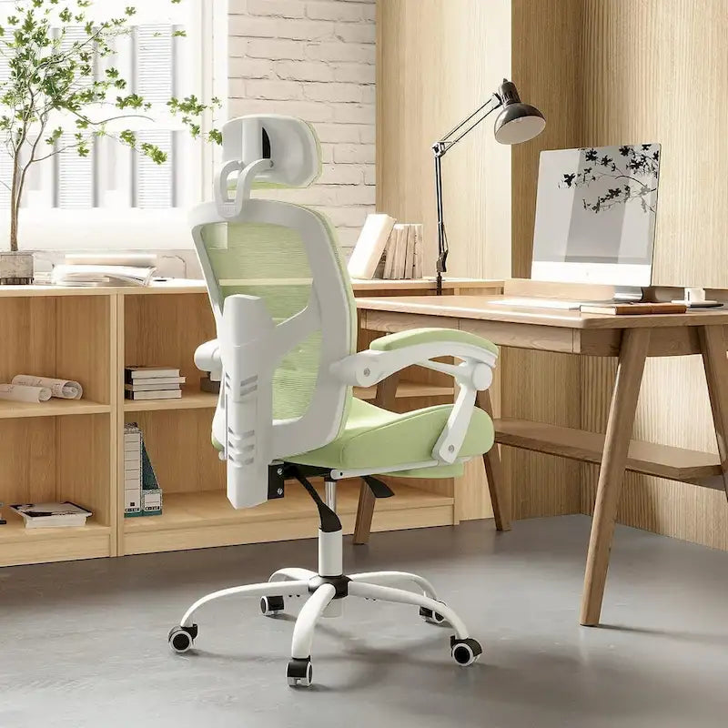 Chaise de bureau à domicile avec repose-pieds, chaises inclinables en maille à dossier haut avec appuie-tête pour la maison, le bureau, le jeu, les étudiants