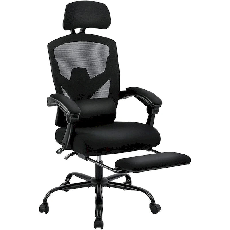 Chaise de bureau à domicile avec repose-pieds, chaises inclinables en maille à dossier haut avec appuie-tête pour la maison, le bureau, le jeu, les étudiants