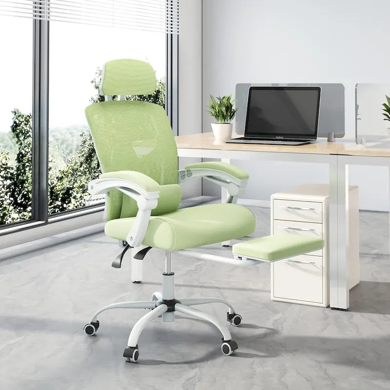 Chaise de bureau à domicile avec repose-pieds, chaises inclinables en maille à dossier haut avec appuie-tête pour la maison, le bureau, le jeu, les étudiants