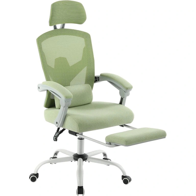Chaise de bureau à domicile avec repose-pieds, chaises inclinables en maille à dossier haut avec appuie-tête pour la maison, le bureau, le jeu, les étudiants