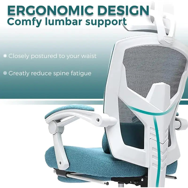Chaise de bureau à domicile avec repose-pieds, chaises inclinables en maille à dossier haut avec appuie-tête pour la maison, le bureau, le jeu, les étudiants