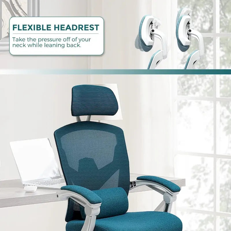 Chaise de bureau à domicile avec repose-pieds, chaises inclinables en maille à dossier haut avec appuie-tête pour la maison, le bureau, le jeu, les étudiants