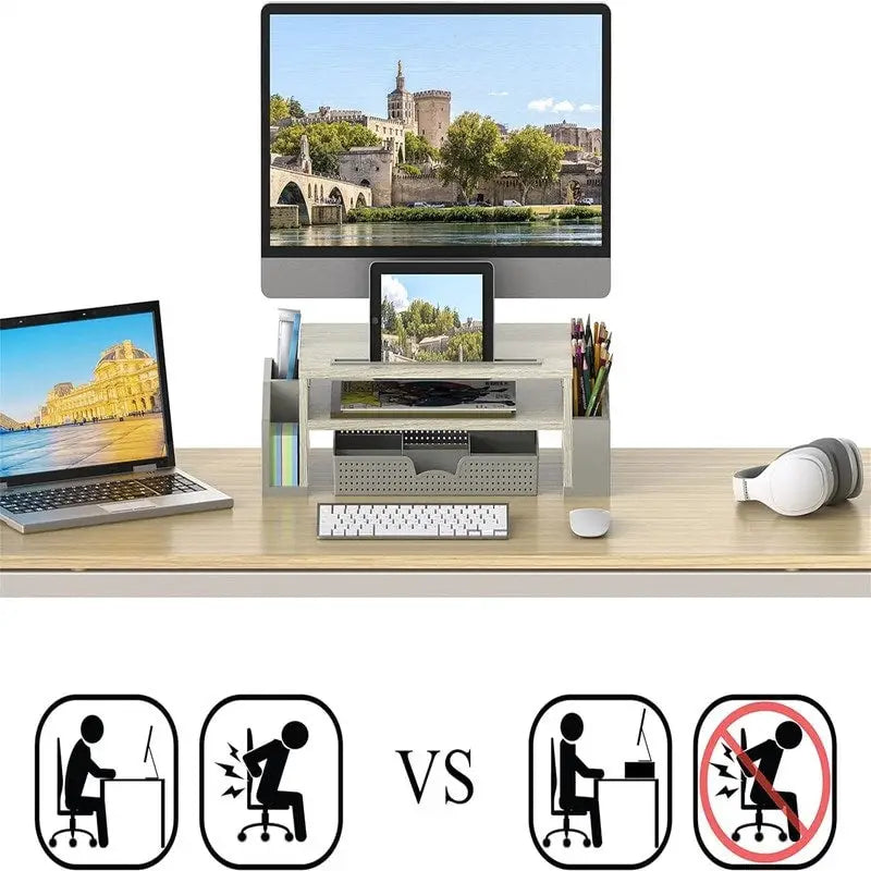 Support et rehausseur de moniteur de bureau