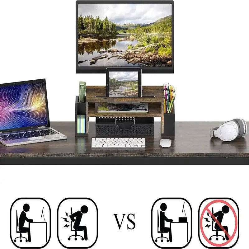 Support et rehausseur de moniteur de bureau